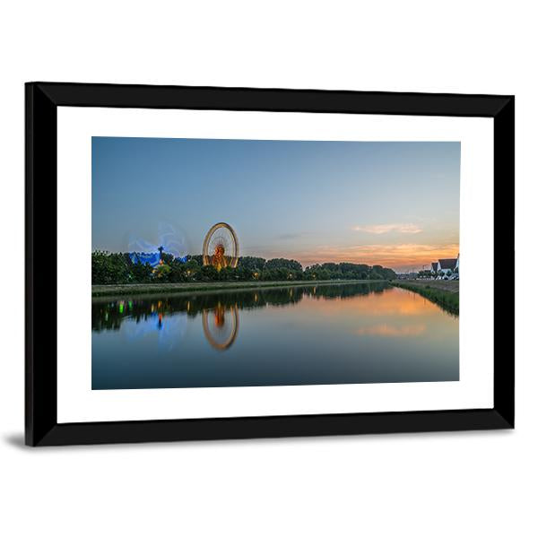 Ferris Wheel In Regensburg Canvas Wall Art-5 Horizontal-Gallery Wrap-22" x 12"-Tiaracle