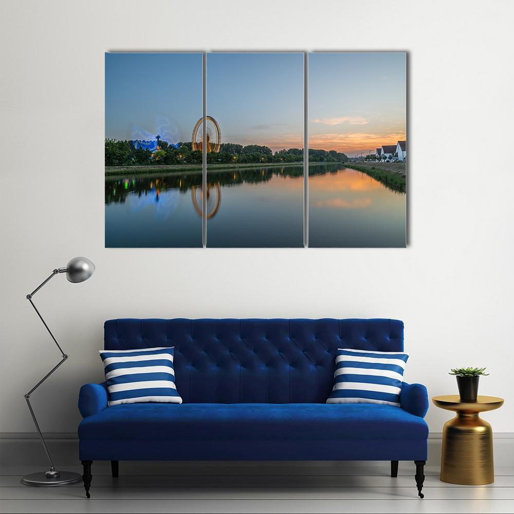 Ferris Wheel In Regensburg Canvas Wall Art-3 Horizontal-Gallery Wrap-37" x 24"-Tiaracle