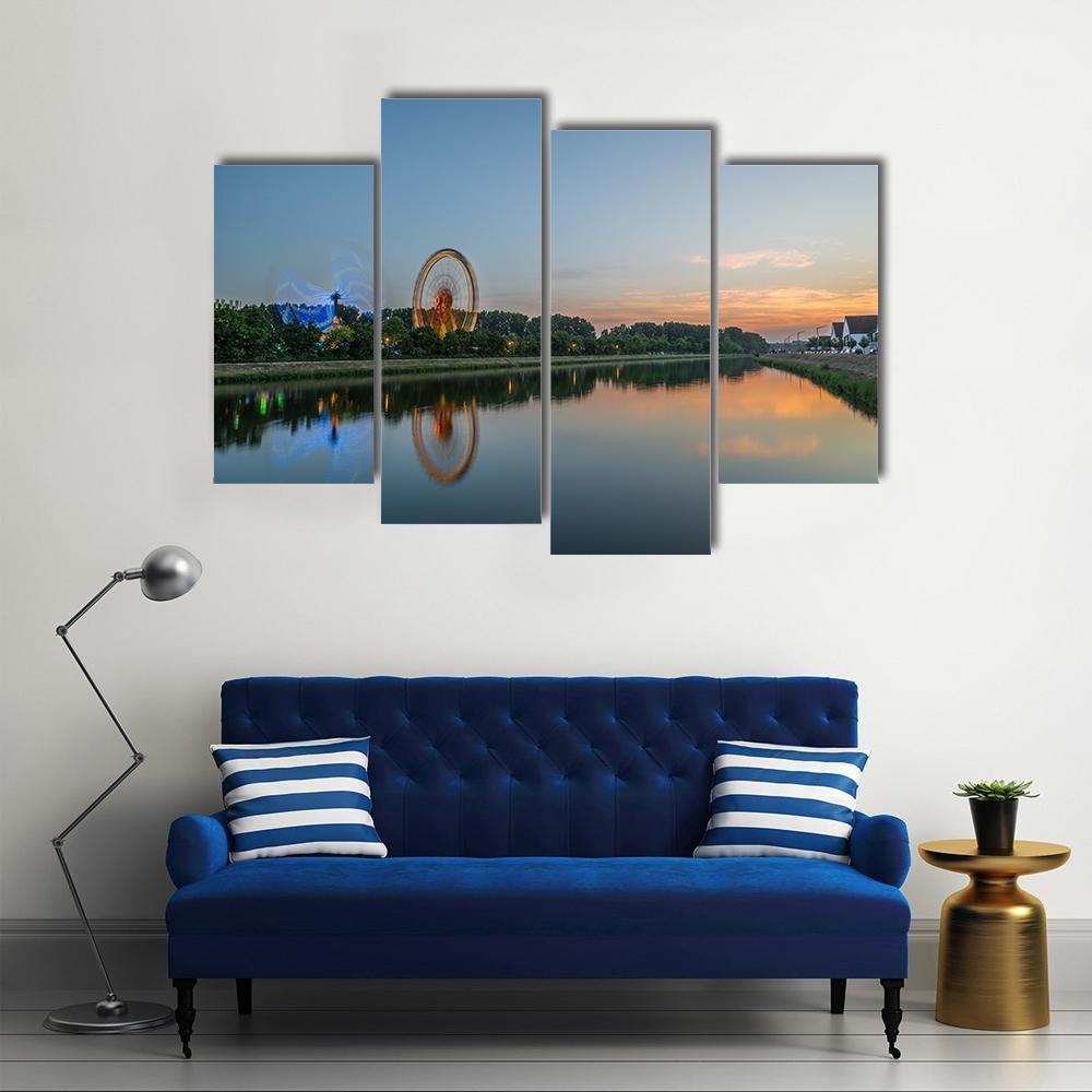 Ferris Wheel In Regensburg Canvas Wall Art-4 Pop-Gallery Wrap-50" x 32"-Tiaracle
