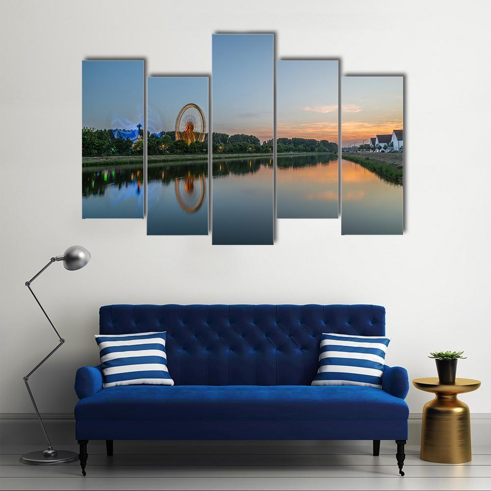 Ferris Wheel In Regensburg Canvas Wall Art-5 Pop-Gallery Wrap-47" x 32"-Tiaracle