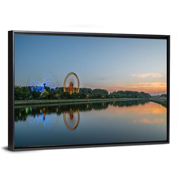 Ferris Wheel In Regensburg Canvas Wall Art-3 Horizontal-Gallery Wrap-25" x 16"-Tiaracle