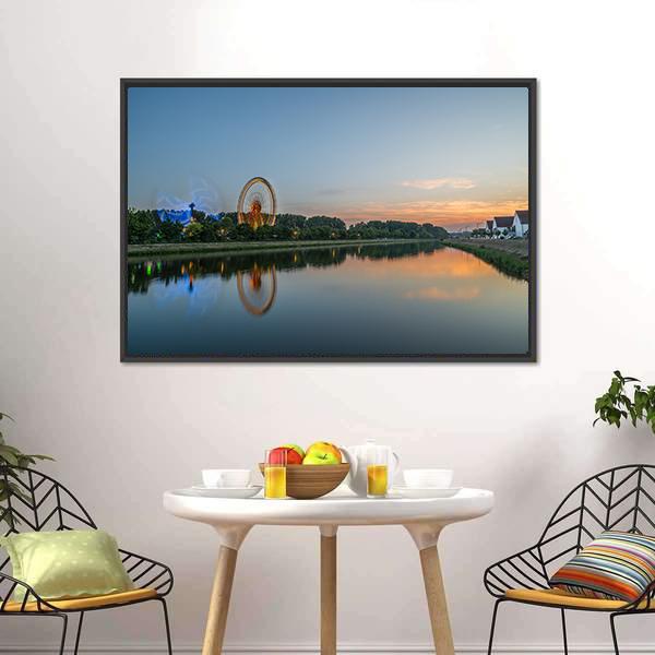 Ferris Wheel In Regensburg Canvas Wall Art-3 Horizontal-Gallery Wrap-25" x 16"-Tiaracle