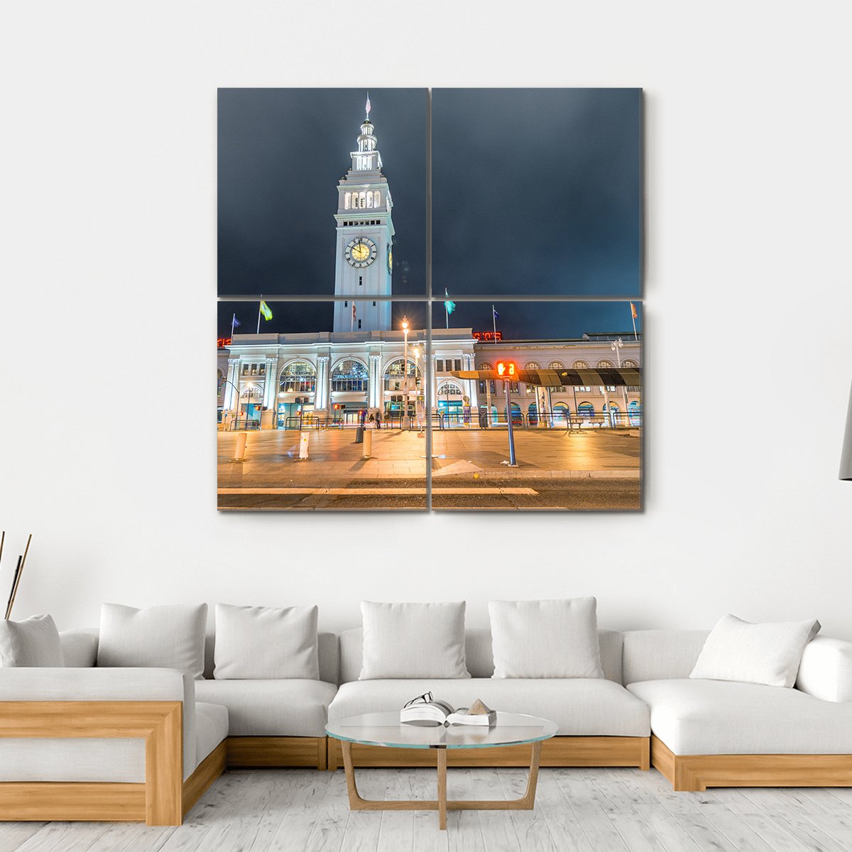 Ferry Building Marketplace Canvas Wall Art-4 Square-Gallery Wrap-17" x 17"-Tiaracle