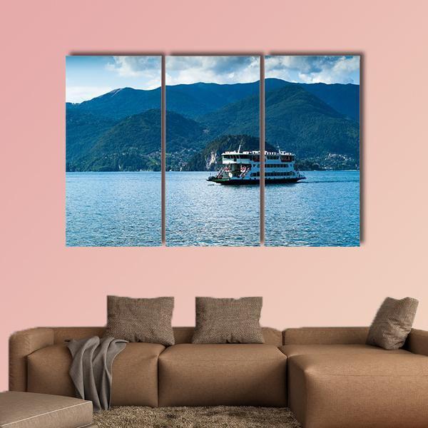 Ferry In Lake Como Canvas Wall Art-4 Pop-Gallery Wrap-50" x 32"-Tiaracle