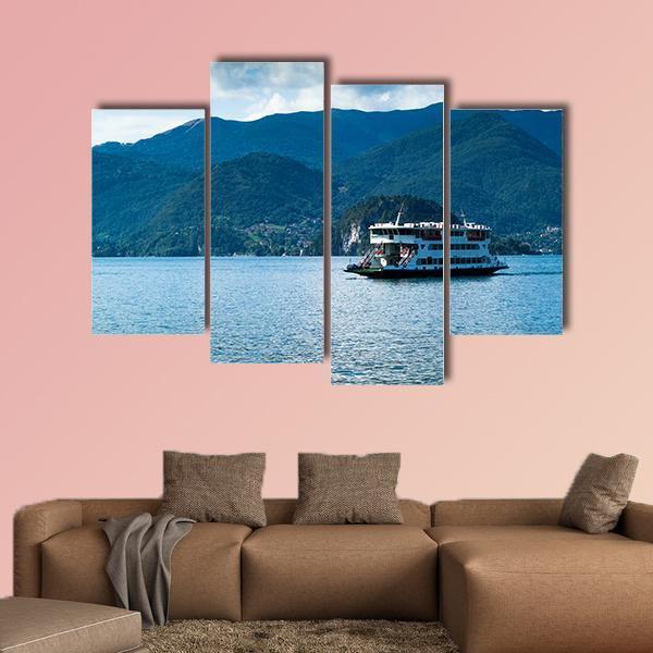 Ferry In Lake Como Canvas Wall Art-4 Pop-Gallery Wrap-50" x 32"-Tiaracle