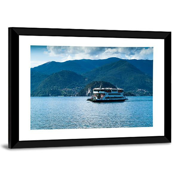 Ferry In Lake Como Canvas Wall Art-3 Horizontal-Gallery Wrap-25" x 16"-Tiaracle