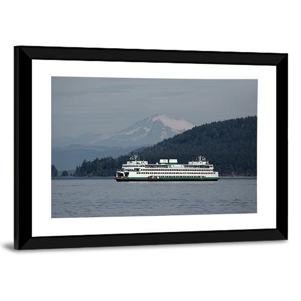 Ferry Sailing With Mt Baker Canvas Wall Art-5 Horizontal-Gallery Wrap-22" x 12"-Tiaracle