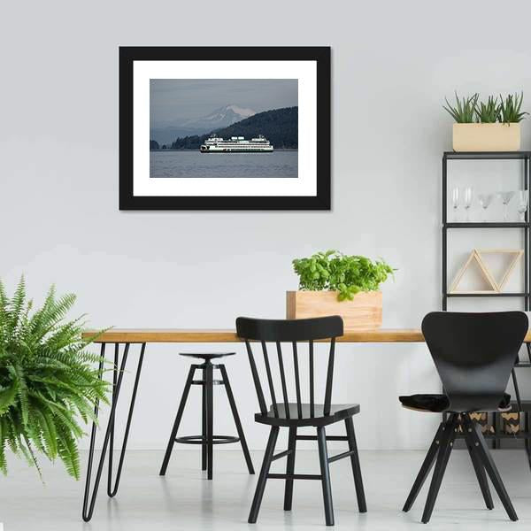 Ferry Sailing With Mt Baker Canvas Wall Art-5 Horizontal-Gallery Wrap-22" x 12"-Tiaracle