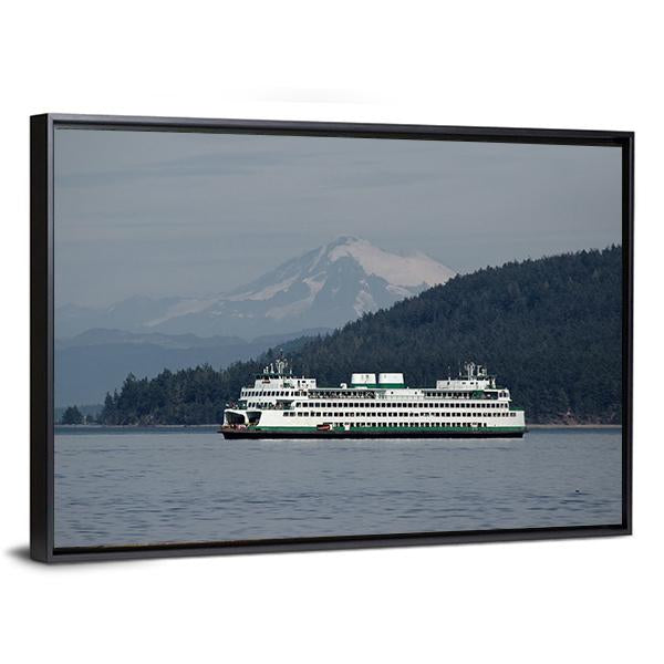 Ferry Sailing With Mt Baker Canvas Wall Art-5 Horizontal-Gallery Wrap-22" x 12"-Tiaracle