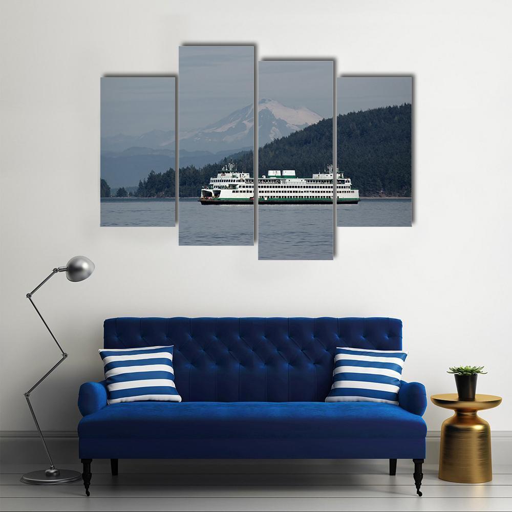 Ferry Sailing With Mt Baker Canvas Wall Art-4 Pop-Gallery Wrap-50" x 32"-Tiaracle