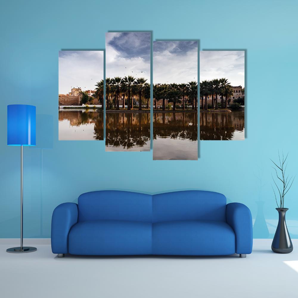 Fes Scenery Morocco Canvas Wall Art-4 Pop-Gallery Wrap-50&quot; x 32&quot;-Tiaracle
