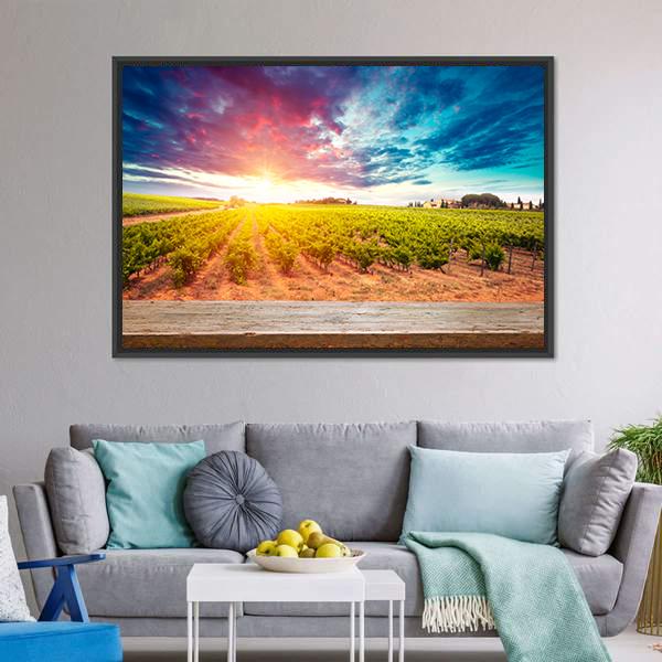 Field In Tuscany Canvas Wall Art-3 Horizontal-Gallery Wrap-25" x 16"-Tiaracle
