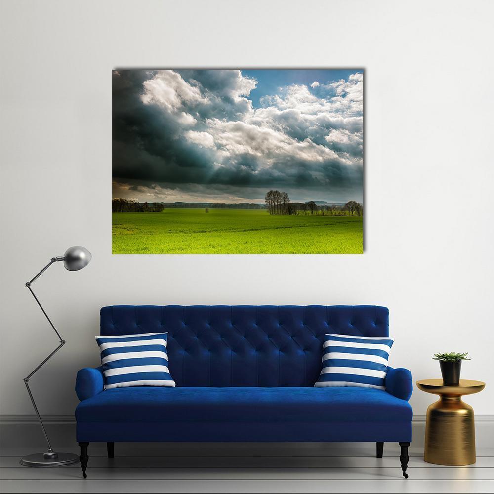 Fields And Clouds In Lincolnshire Wolds Canvas Wall Art-1 Piece-Gallery Wrap-48" x 32"-Tiaracle