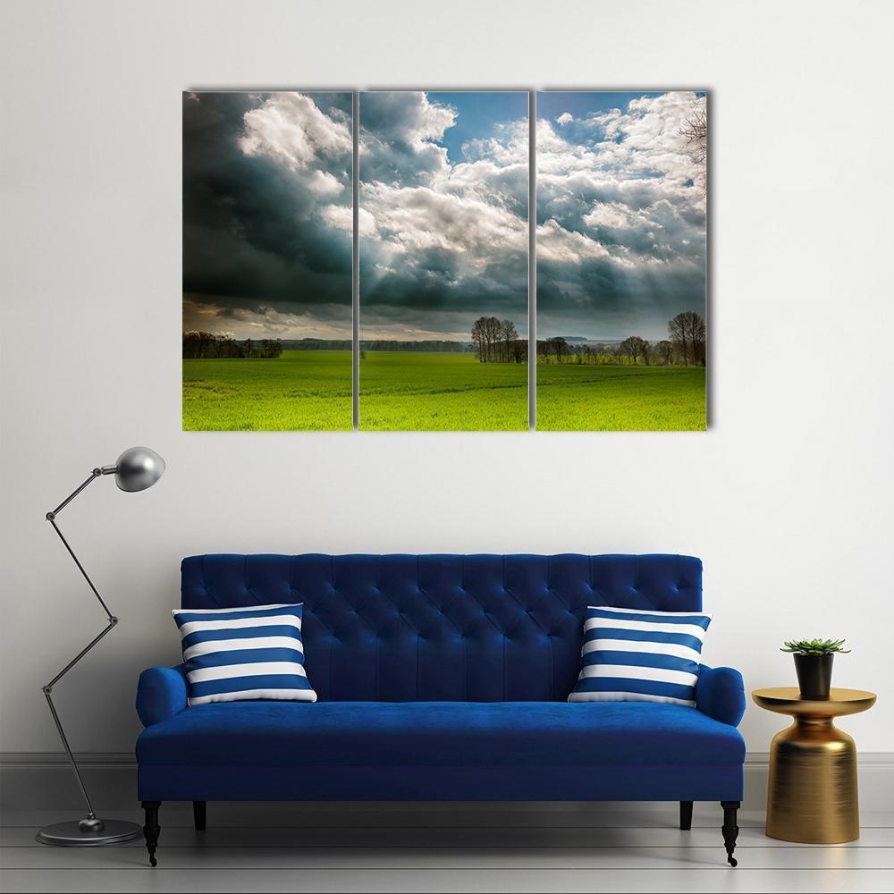 Fields And Clouds In Lincolnshire Wolds Canvas Wall Art-3 Horizontal-Gallery Wrap-37" x 24"-Tiaracle