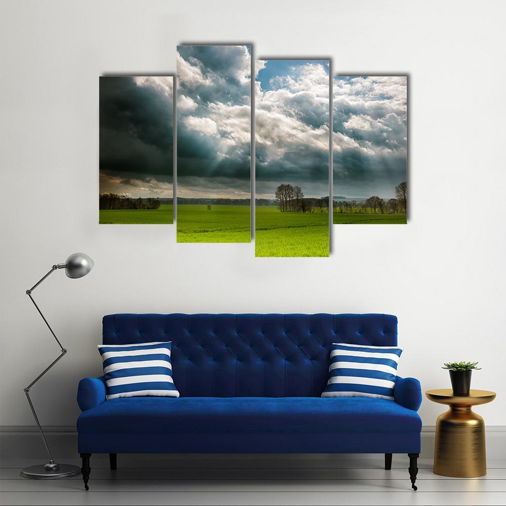 Fields And Clouds In Lincolnshire Wolds Canvas Wall Art-4 Pop-Gallery Wrap-50" x 32"-Tiaracle