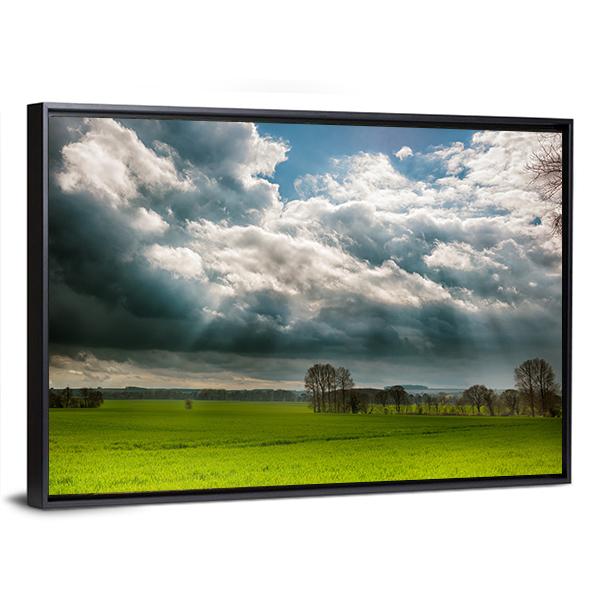 Fields And Clouds In Lincolnshire Wolds Canvas Wall Art-3 Horizontal-Gallery Wrap-25" x 16"-Tiaracle