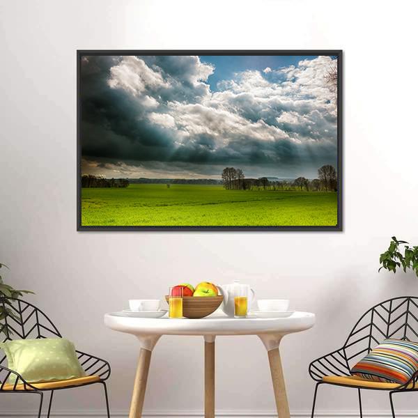 Fields And Clouds In Lincolnshire Wolds Canvas Wall Art-3 Horizontal-Gallery Wrap-25" x 16"-Tiaracle