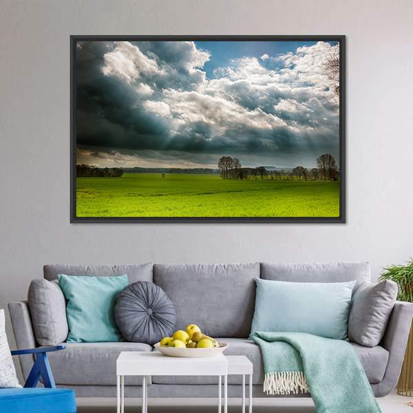 Fields And Clouds In Lincolnshire Wolds Canvas Wall Art-3 Horizontal-Gallery Wrap-25" x 16"-Tiaracle