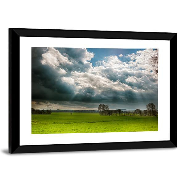 Fields And Clouds In Lincolnshire Wolds Canvas Wall Art-3 Horizontal-Gallery Wrap-25" x 16"-Tiaracle