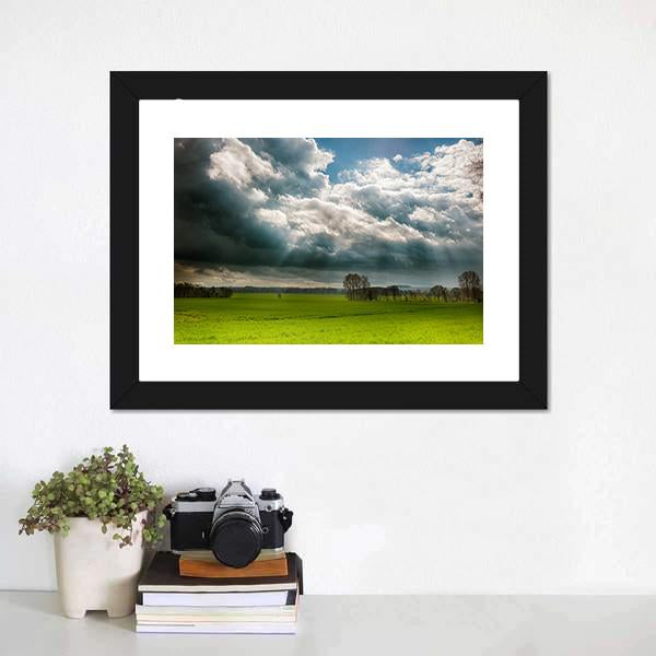 Fields And Clouds In Lincolnshire Wolds Canvas Wall Art-1 Piece-Framed Print-20" x 16"-Tiaracle