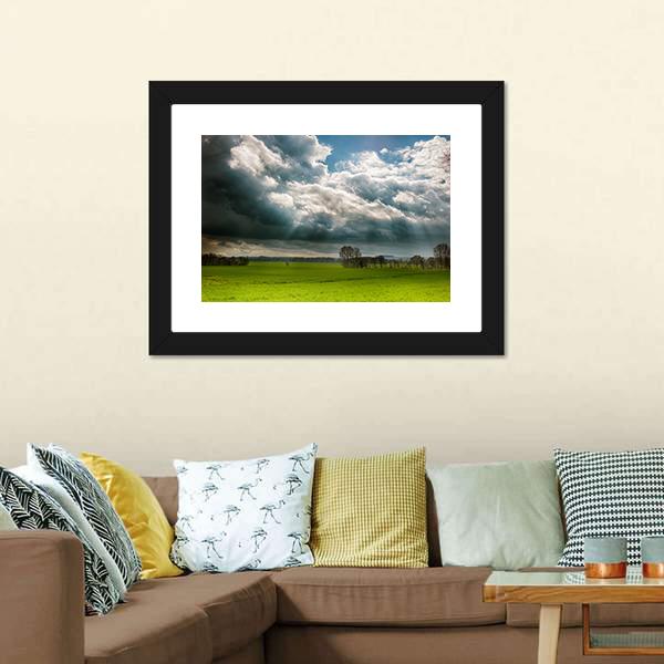 Fields And Clouds In Lincolnshire Wolds Canvas Wall Art-3 Horizontal-Gallery Wrap-25" x 16"-Tiaracle