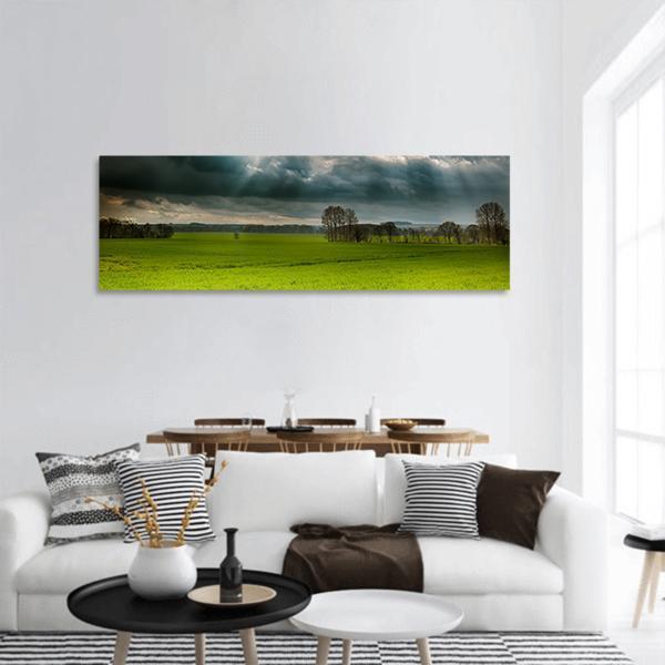 Fields And Clouds In Lincolnshire Wolds Panoramic Canvas Wall Art-1 Piece-36" x 12"-Tiaracle