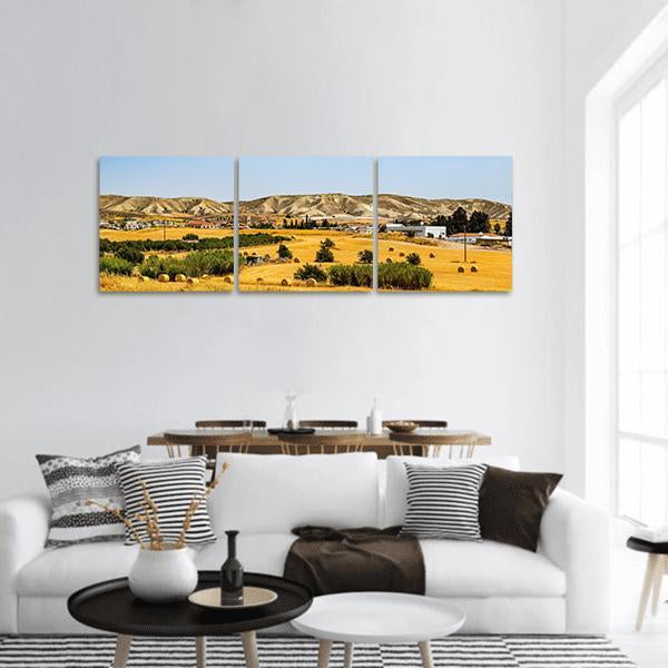Fields Landscape Panoramic Canvas Wall Art-3 Piece-25" x 08"-Tiaracle