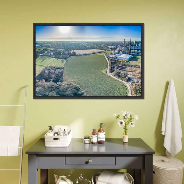 Fields Near GoodMills Canvas Wall Art-1 Piece-Floating Frame-24" x 16"-Tiaracle