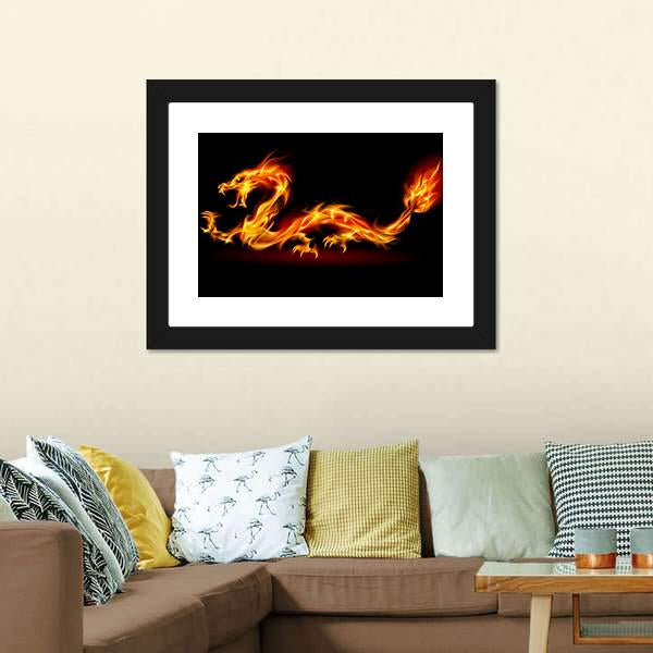 Fiery Dragon Canvas Wall Art-1 Piece-Framed Print-20" x 16"-Tiaracle