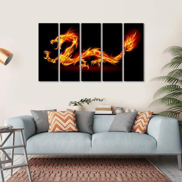 Fiery Dragon Canvas Wall Art-5 Horizontal-Gallery Wrap-22" x 12"-Tiaracle