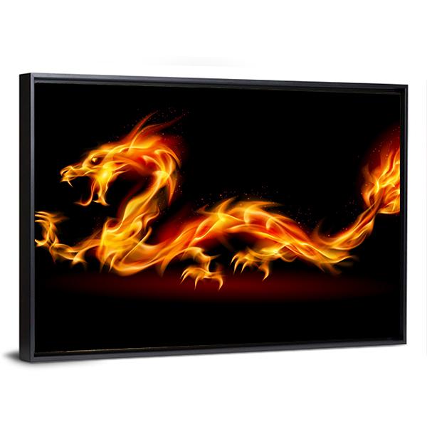 Fiery Dragon Canvas Wall Art-3 Horizontal-Gallery Wrap-25" x 16"-Tiaracle