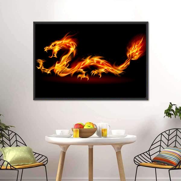 Fiery Dragon Canvas Wall Art-1 Piece-Floating Frame-24" x 16"-Tiaracle
