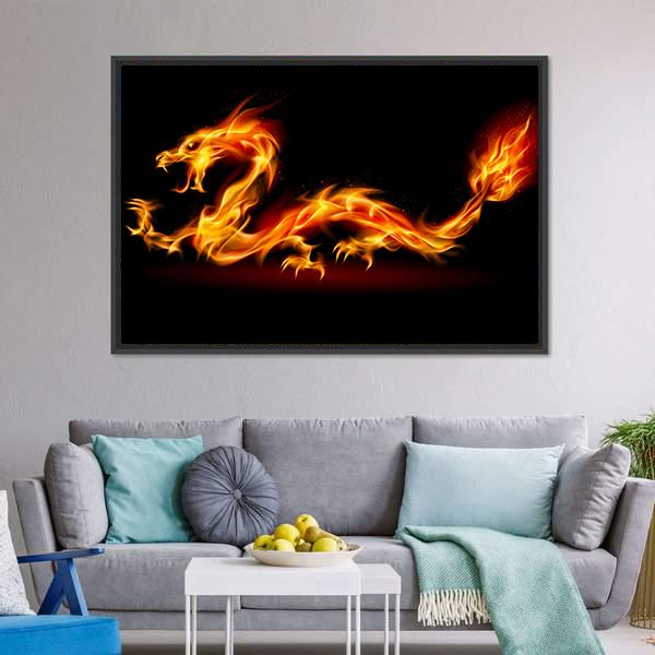 Fiery Dragon Canvas Wall Art-3 Horizontal-Gallery Wrap-25" x 16"-Tiaracle