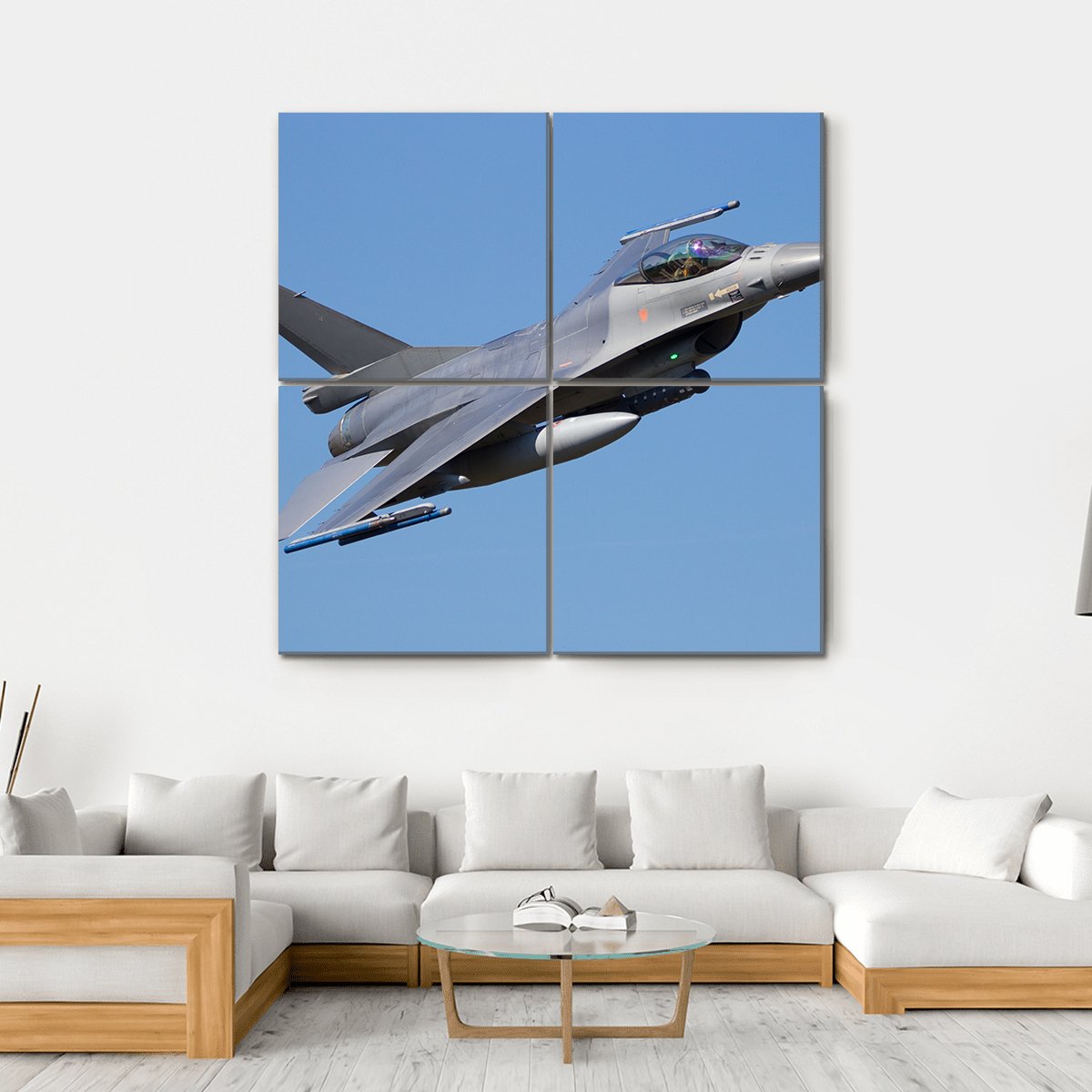 Fighter Jet Canvas Wall Art-4 Square-Gallery Wrap-17" x 17"-Tiaracle