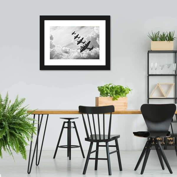 Fighter Jets In World War Canvas Wall Art-5 Horizontal-Gallery Wrap-22" x 12"-Tiaracle