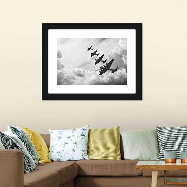 Fighter Jets In World War Canvas Wall Art-5 Horizontal-Gallery Wrap-22" x 12"-Tiaracle