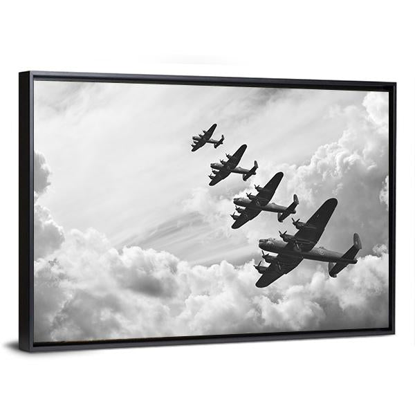Fighter Jets In World War Canvas Wall Art-5 Horizontal-Gallery Wrap-22" x 12"-Tiaracle