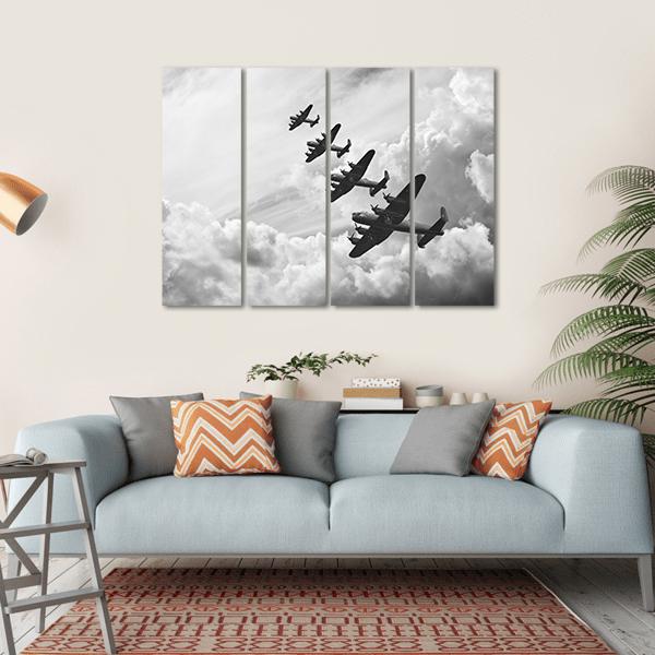Fighter Jets In World War Canvas Wall Art-4 Horizontal-Gallery Wrap-34" x 24"-Tiaracle