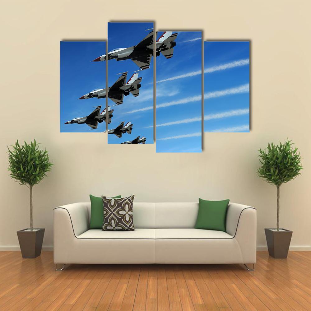 Fighter Jets Canvas Wall Art-4 Pop-Gallery Wrap-50" x 32"-Tiaracle