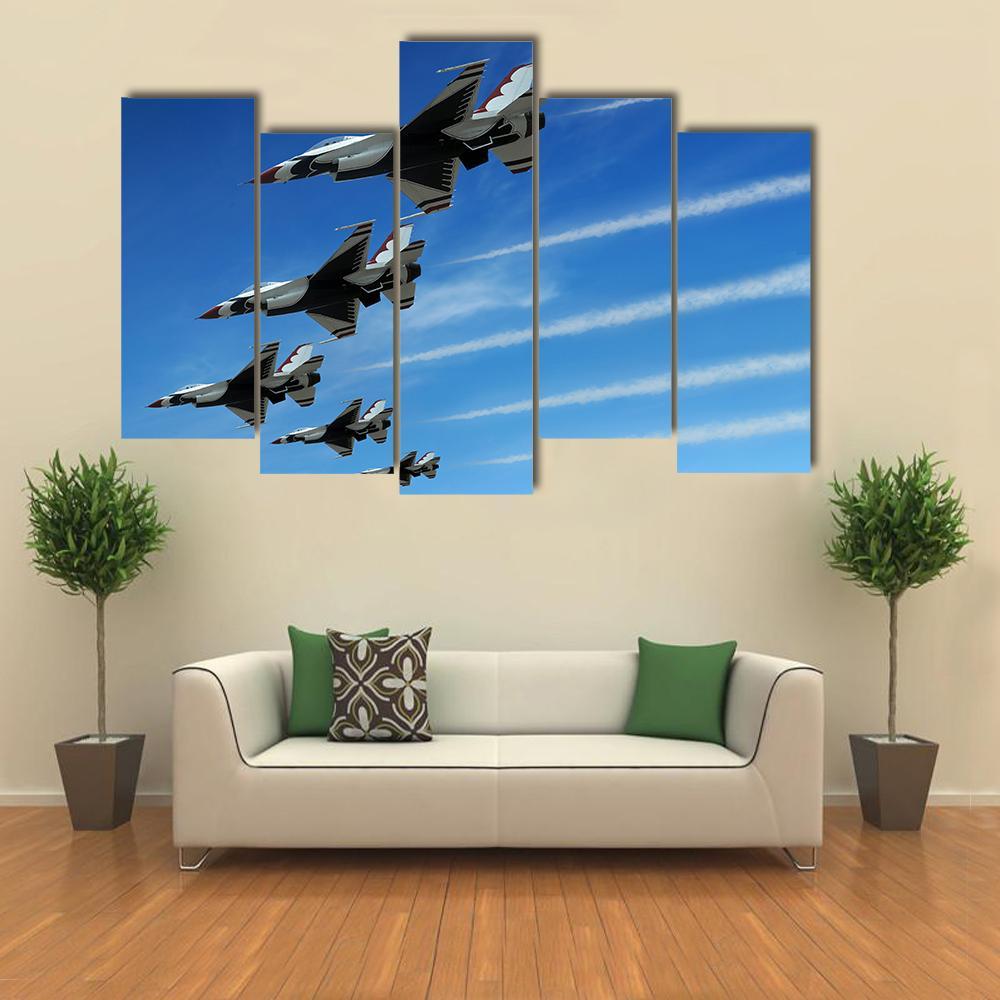 Fighter Jets Canvas Wall Art-5 Pop-Gallery Wrap-47" x 32"-Tiaracle