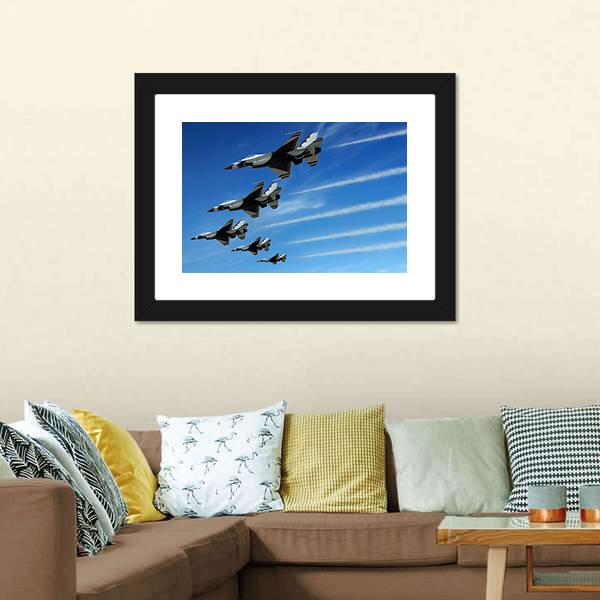 Fighter Jets Canvas Wall Art-1 Piece-Framed Print-20" x 16"-Tiaracle