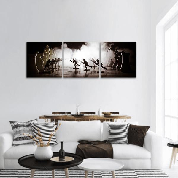 Fighting Scene Concept Panoramic Canvas Wall Art-3 Piece-25" x 08"-Tiaracle