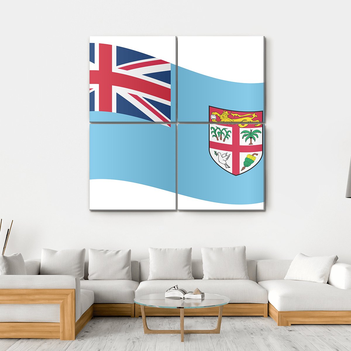 Fijian National Official Flag Canvas Wall Art-4 Square-Gallery Wrap-17" x 17"-Tiaracle