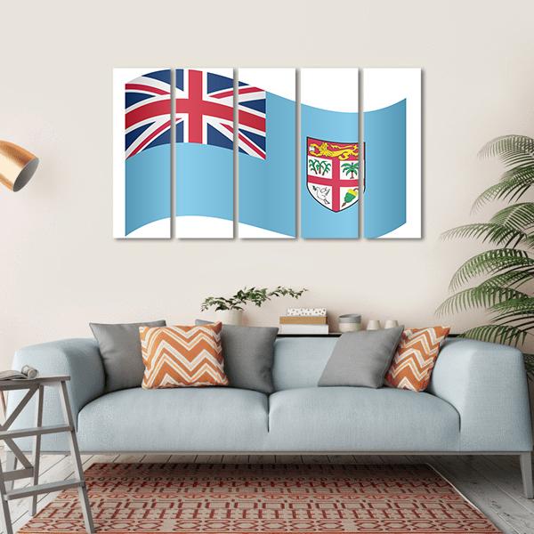 Fijian National Official Flag Canvas Wall Art-5 Horizontal-Gallery Wrap-22" x 12"-Tiaracle