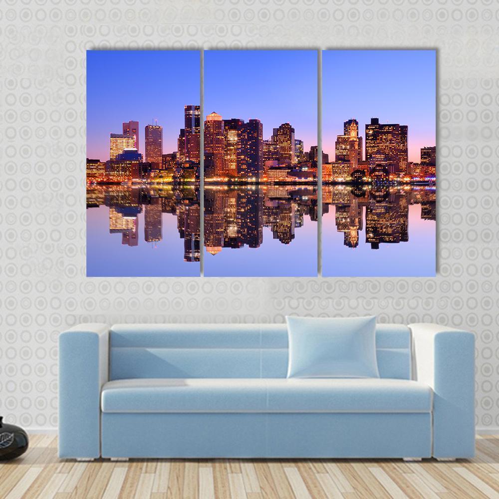 Financial District Boston Canvas Wall Art-3 Horizontal-Gallery Wrap-37" x 24"-Tiaracle