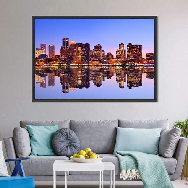 Financial District Boston Canvas Wall Art-3 Horizontal-Gallery Wrap-25" x 16"-Tiaracle
