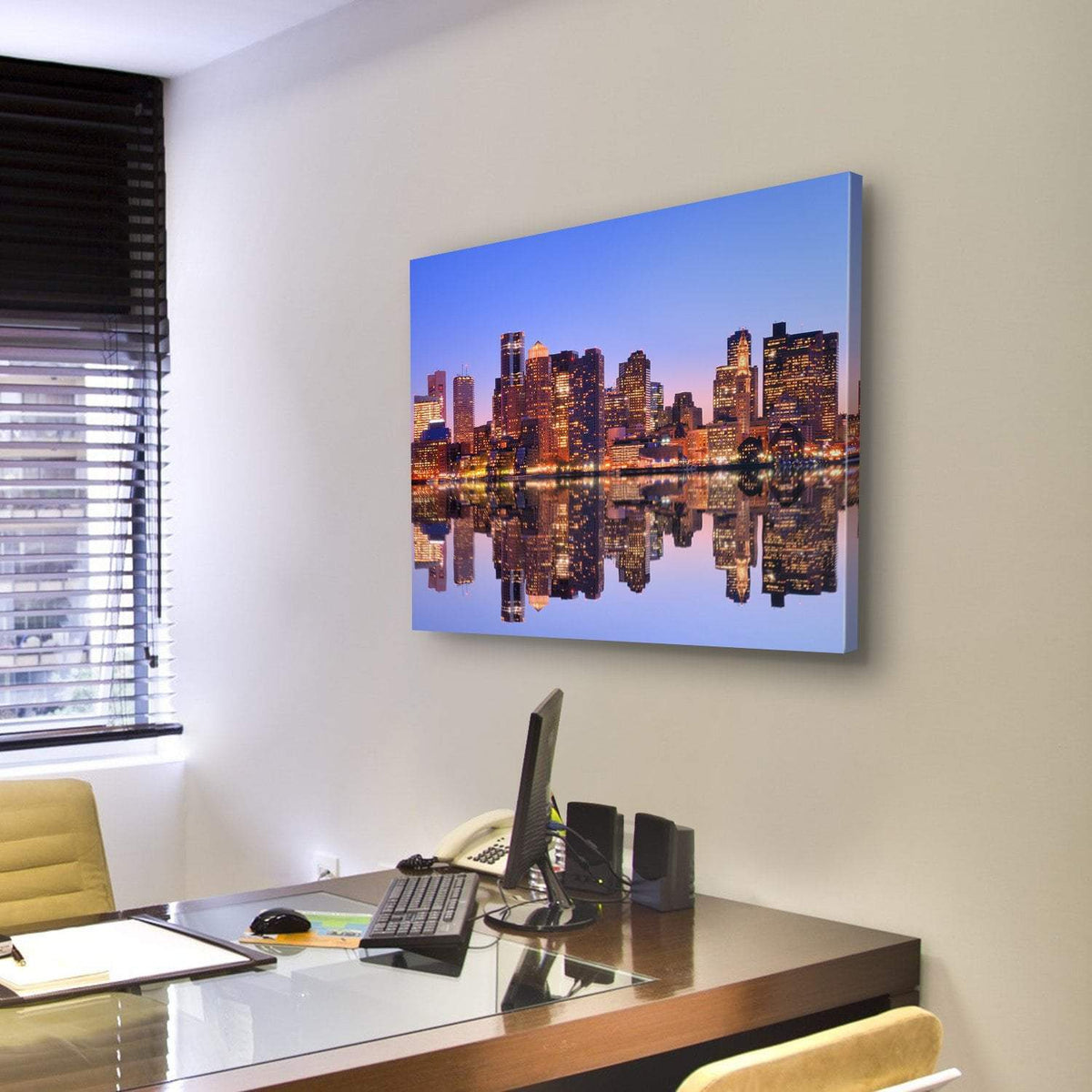 Financial District Boston Canvas Wall Art-3 Horizontal-Gallery Wrap-25" x 16"-Tiaracle