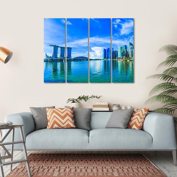 Financial District Buildings Singapore Canvas Wall Art-4 Horizontal-Gallery Wrap-34" x 24"-Tiaracle