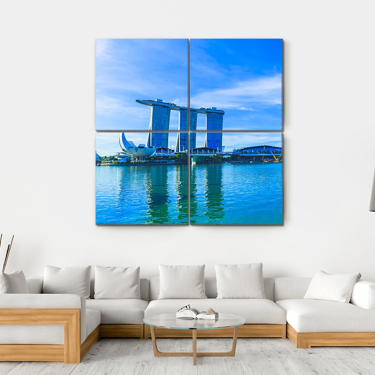 Financial District Buildings Singapore Canvas Wall Art-4 Square-Gallery Wrap-17" x 17"-Tiaracle