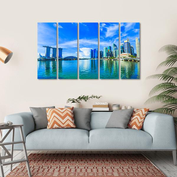 Financial District Buildings Singapore Canvas Wall Art-5 Horizontal-Gallery Wrap-22" x 12"-Tiaracle